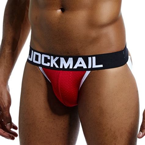 MIZOK Men S Jockstraps Underwear Sexy Mesh Athletic Supporter Red M 1Pc
