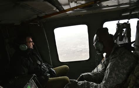 Us Defense Secretary Ash Carter Travels By Blackhawk Helicopter To Bagram Airfield