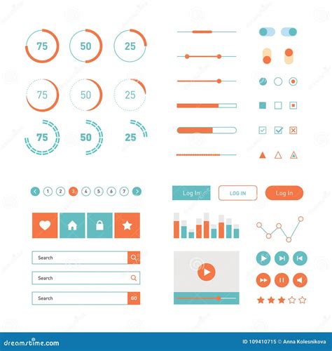 Modern Ui Flat Design Vector Kit In Trendy Color With Simple Mobile