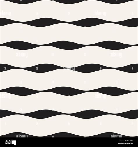 Vector Seamless Black And White Wavy Lines Pattern Abstract Geometric