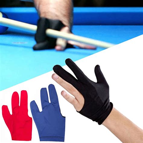 Rygai Spandex Snooker Billiard Cue Glove Pool Left Hand Open Three Finger Accessory Black