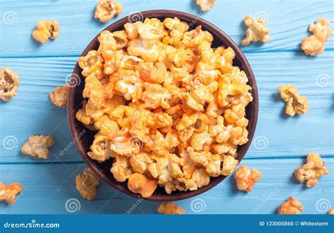 Yellow Cheese Popcorn In Bowl Stock Photo Image Of Focus Party