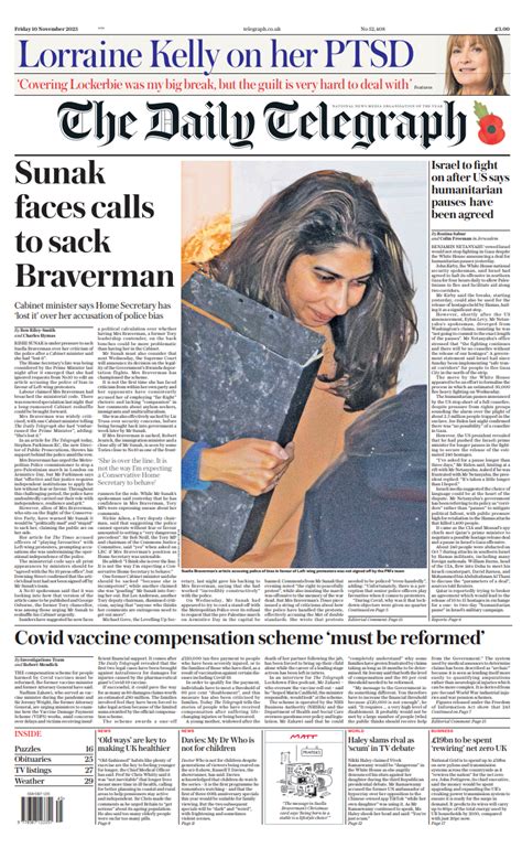 Daily Telegraph Front Page 10th Of November 2023 Tomorrow S Papers Today