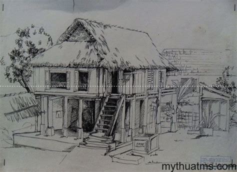 Bahay Kubo My Nipa Hut Pen And Ink 2015 By Danteluzon On Deviantart