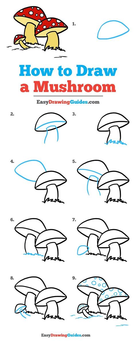 How To Draw A Mushroom Drawing Tutorials For Kids Mushroom Drawing
