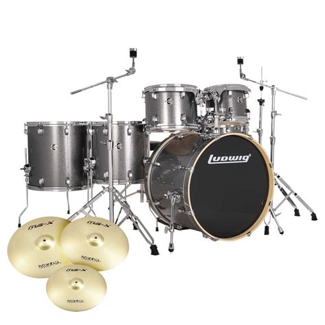 Ludwig Evolution 22 6pc Drum Kit Wcymbals Platinum Gear4music