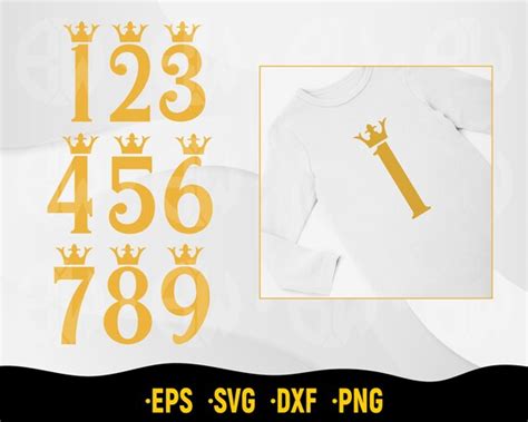 Royal Numbers Svg 1 To 9 Svg Crown Numbers Svg 1 9 Numbers Etsy