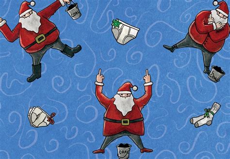 Rude Christmas Wrapping Paper Bad Bad Santa Etsy
