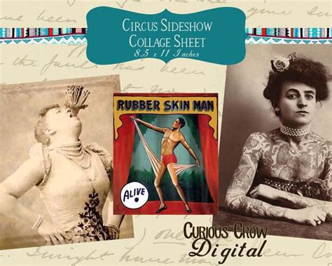Vintage Circus Sideshow Freaks Digital Collage Sheet Set 1 Etsy