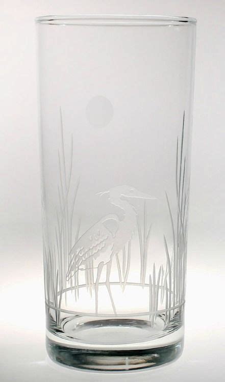 Heron Etched Cooler Glass Set Of 4 Etched Designs Glassware Glass Set