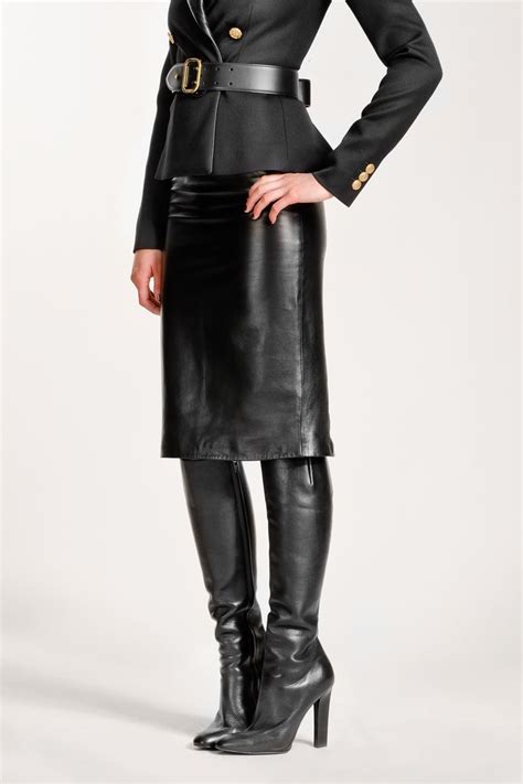 pin by chinere leonard on my style black leather skirts skirts with boots pencil skirt