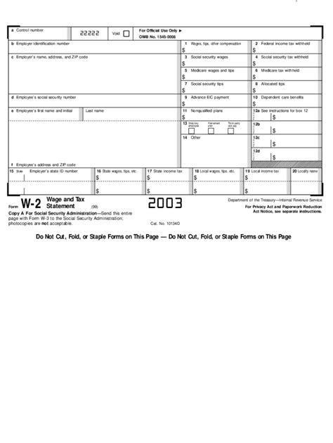 Irs W 2 2003 Fill Out Tax Template Online Us Legal Forms