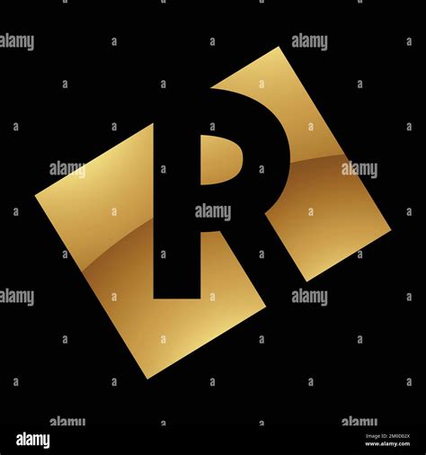 Golden Letter R Symbol on a Black Background - Icon 2 Stock Vector