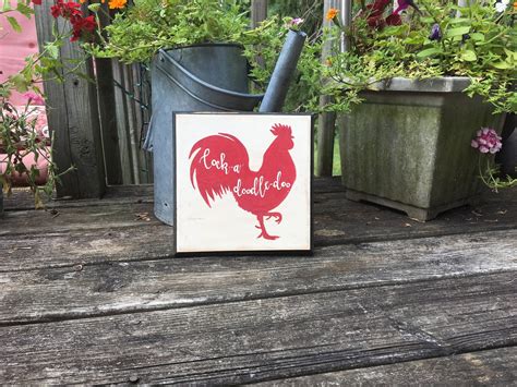 Rooster Cock A Doodle Doo Sign Hand Painted Rooster Sign Folk Etsy
