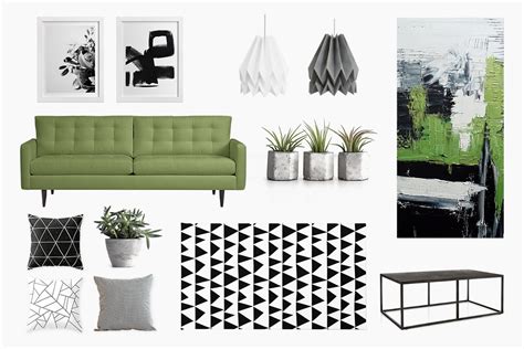 How to decorate with dark green. An urban living room: black, white & green - BelivinDesign