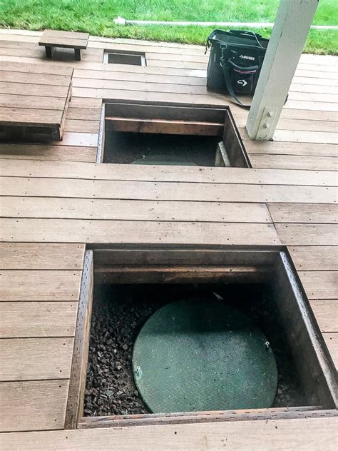 Pumping of the septic tank by a professional is required to remove the sludge and scum. deck over septic tank cover - Google Search | Septic tank covers, Septic tank, Deck over