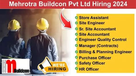 Mehrotra Buildcon Pvt Ltd New Vacancy Multiple Positions Highways