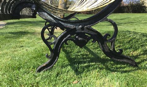 C19th Unusual French Iron Garden Seat Bench 688112