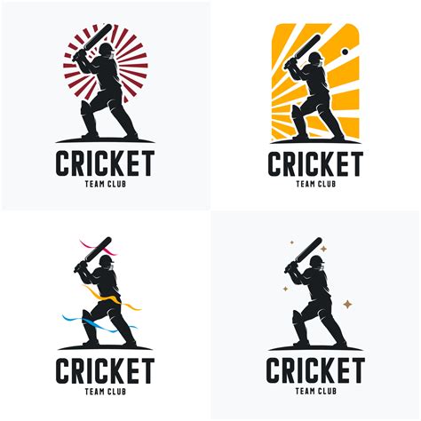 Set Of Cricket Player Silhouette Logo Design Vector 11154717 Vector Art