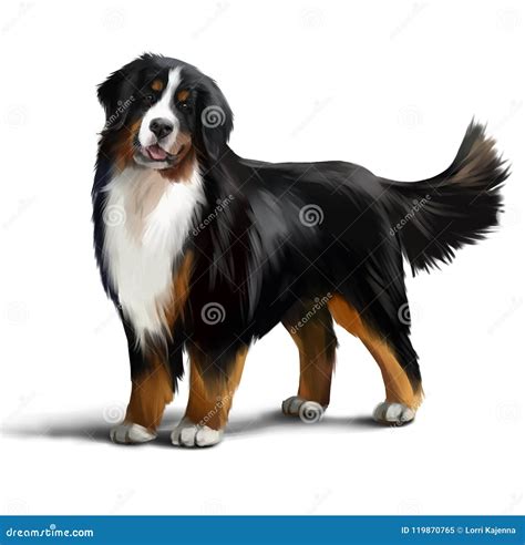 Bernese Mountain Dog Berner Sennenhund Dog Digital Art Illustration