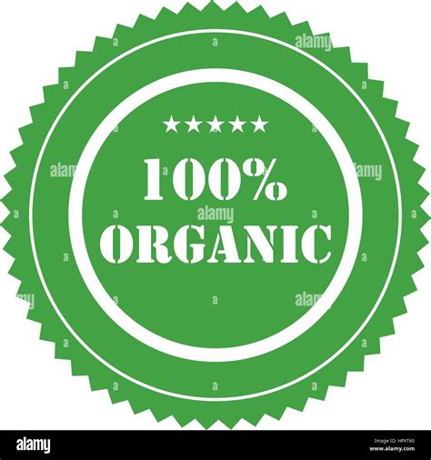 100 Organic Sign Stamp Logo Icon Green Label For A 100 Organic