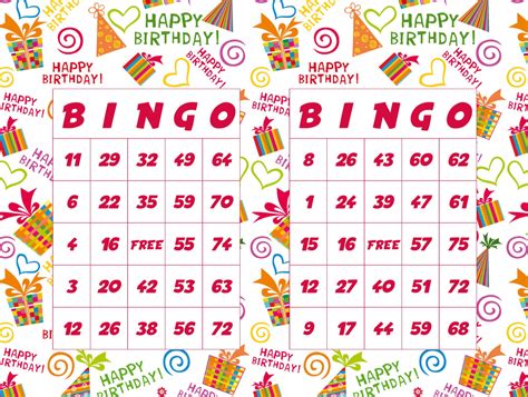 Happy Birthday 200 Bingo Cards 200 Unique Bingo Cards 2 Per Etsy