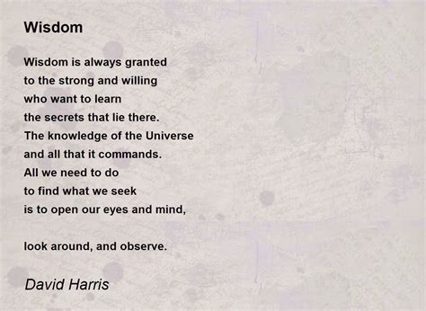 Wisdom Wisdom Poem By David Harris