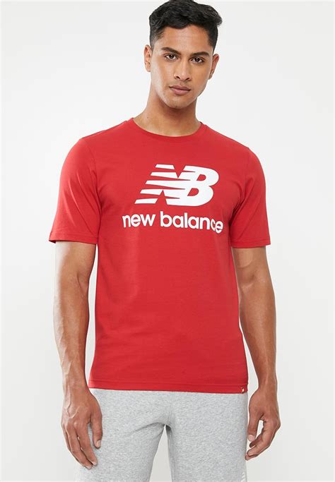 Essentials Stacked Logo Tee Team Red New Balance T Shirts