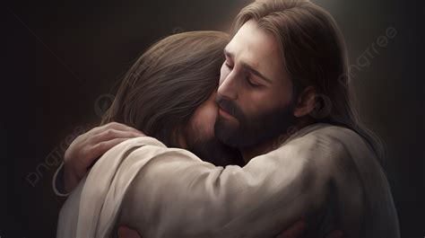 Jesus Hugging And Touching Another Person Background Jesus Hugging