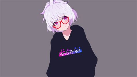 White Hair Pink Hair Anime Anime Girls Simple Background Glasses