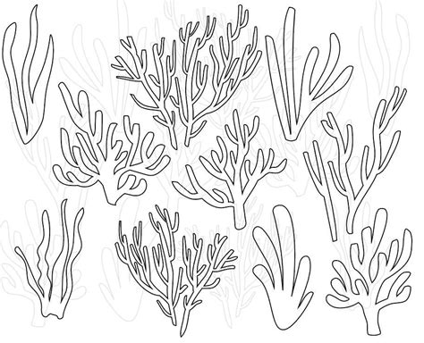 Coral And Seaweed Svg Bundle Underwater Cut Files Ocean Etsy Uk