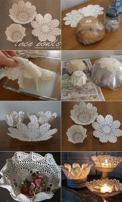 50 splendid homemade diy lace crafts to your home décor lace crafts diy crafts doily art