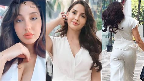 nora fatehi looks sizzling h0t in white formal dress snapped at t series office crazy