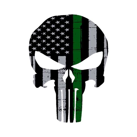 Military Thin Green Line Punisher Graphic Decal I Ragged Apparel Screen