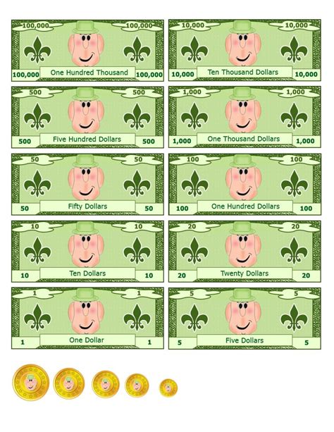 10 Creative Play Money Two Sided Printable Free