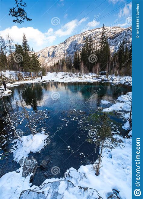 Blue Geyser Lake In Altay Mountains Stock Photo Image Of Nature