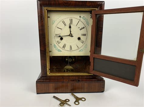 Late 1800s Ansonia Wood Framed Mantle Clock City Mouse Antiques