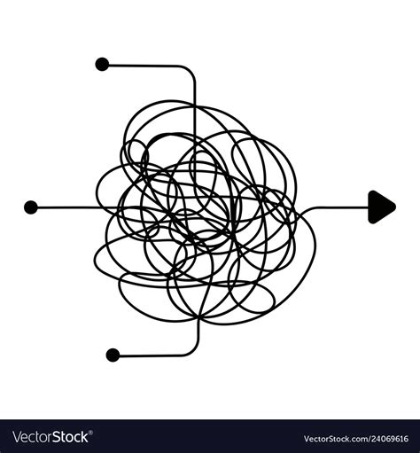 Confused Process Chaos Line Symbol Finding A Way Vector Image