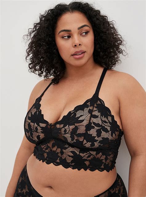 Plus Size Black Lace Unlined Racerback Bralette Torrid