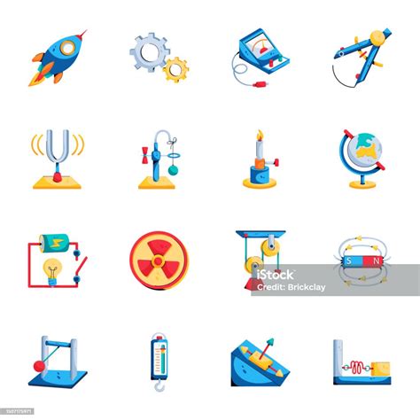 Pack Of Physics Practicals Flat Icons Stock Illustration Download