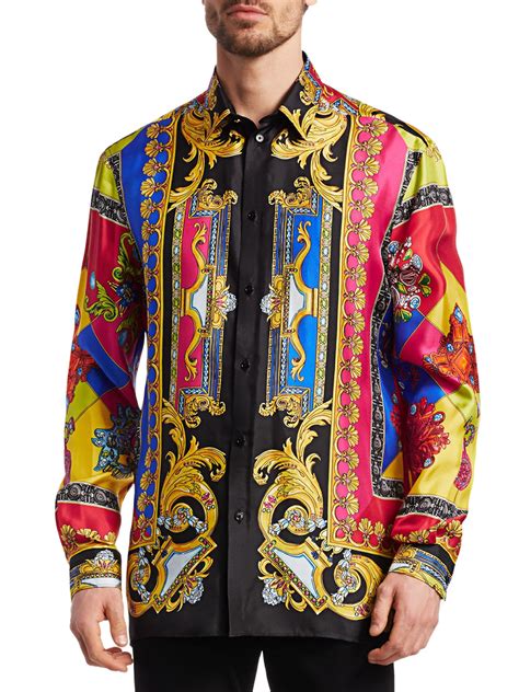 Versace Mens Multi Jewels Printed Long Sleeve Silk Shirt For Men Lyst