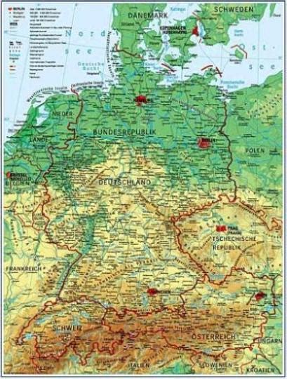 Mapa Fizyczna Niemiec Konturowa