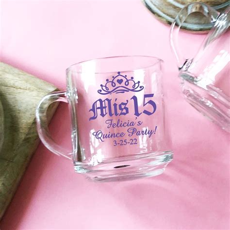 Set Of 24 Personalized Glass Coffee Mugs Mis Quince 10 Ounce Etsy