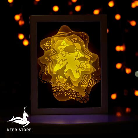 Ocean Paper cut light box Template SVG [Free size]... - Deer store