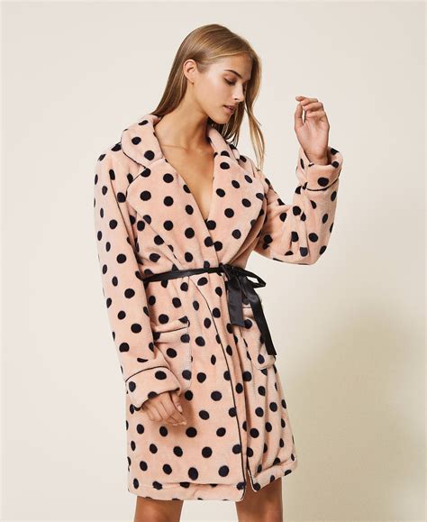 Faux Fur Polka Dot Dressing Gown Woman Pink Twinset Milano