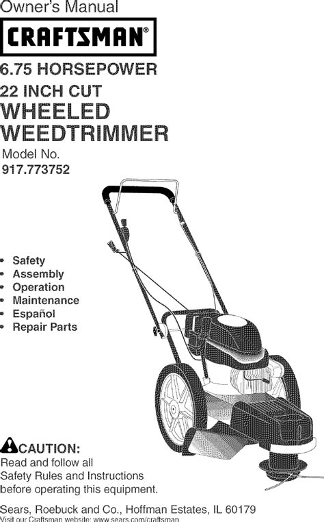 Craftsman User Manual High Wheel Weed Trimmer Manuals And