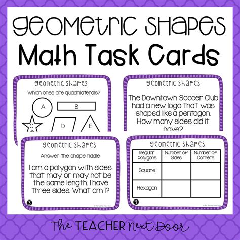 3rd Grade Geometric Shapes Task Cards Geometric Shapes Center