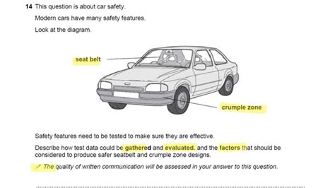 Car Safety Crash Tests Ocr Gateway P3 Q14 Gcse Physics Revision