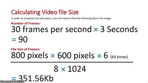 Calculations Video File Size Youtube