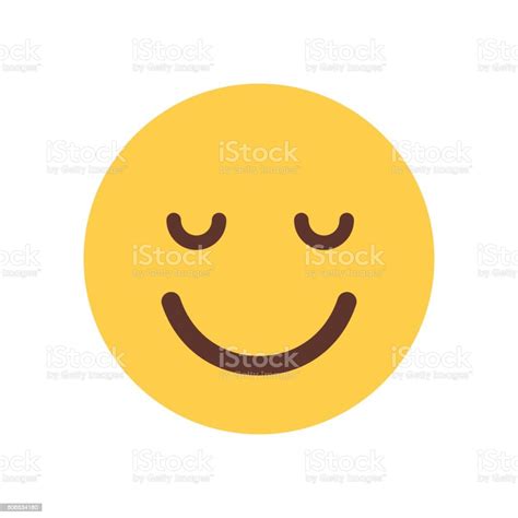 Yellow Smiling Cartoon Face Closed Eyes Emoji People Emotion Icon Stock